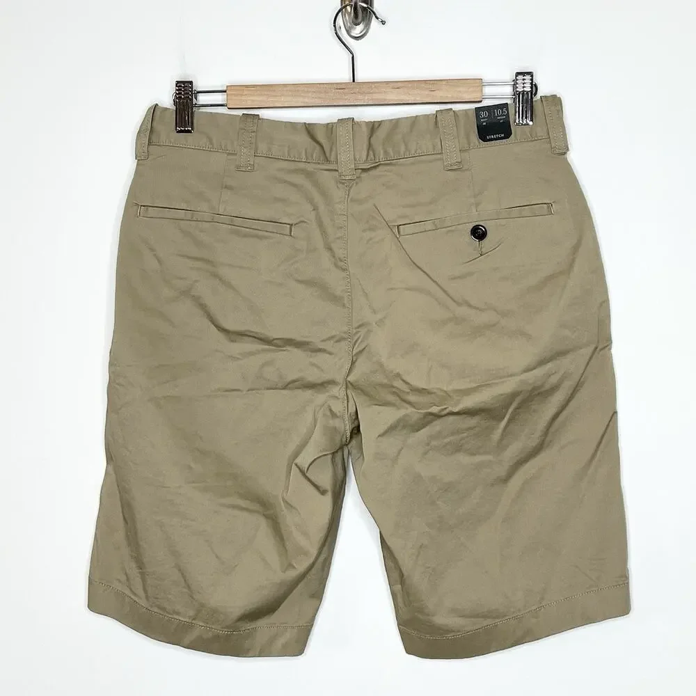 J Crew Mens 10” Stretch Chino Shorts Khaki Tan Size 30 Preppy